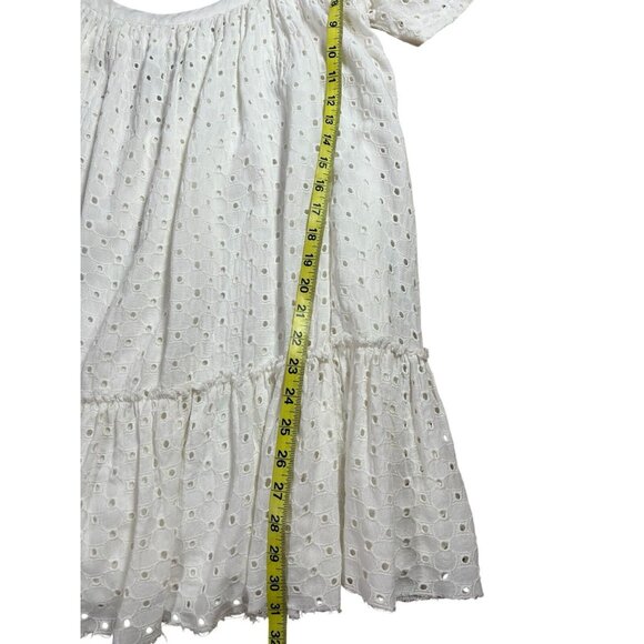 FREE PEOPLE JANIE EYELET RUFFLE MINI TUNIC DRESS Small Size White Embroidery - Picture 12 of 14
